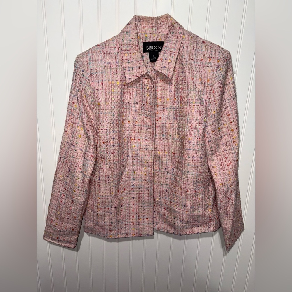 Vintage Briggs New York Pink Tweed Jacket| Size Small